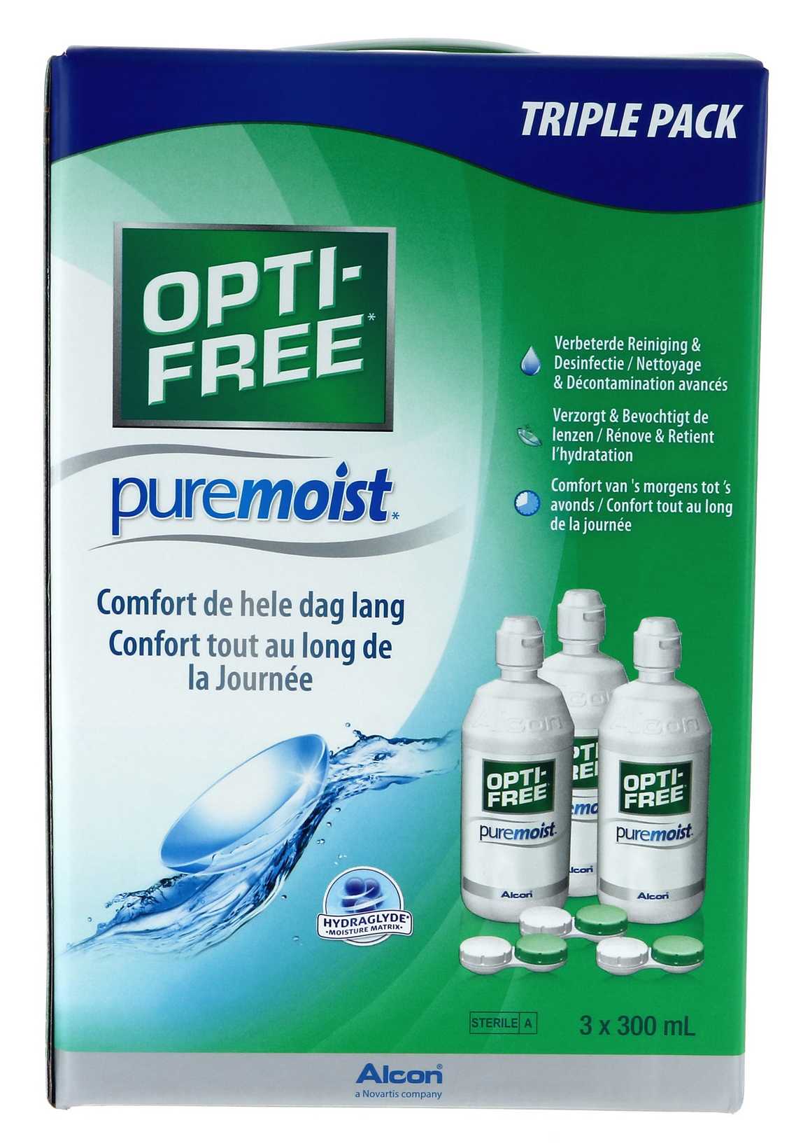  OPTI-FREE PURE MOIST Pack 3 x 300ml ALCON