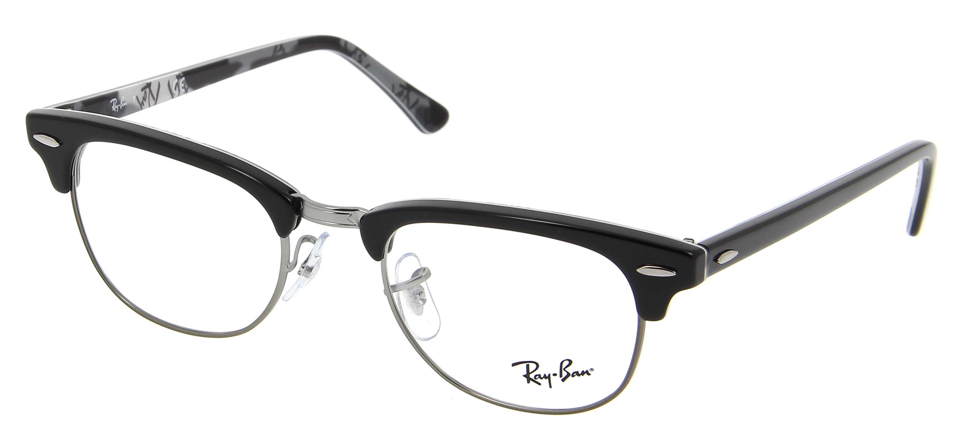 Eyeglasses Ray Ban Rx 5154 5649 Clubmaster 49 21 Unisex Noir Camouflage Round Full Frame Glasses Vintage 49mmx21mm 111 163