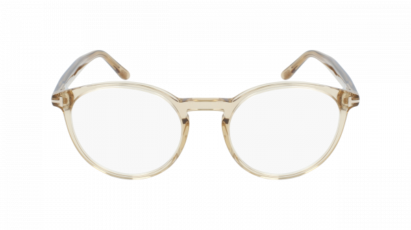 Eyeglasses TOM FORD FT 5524 045 49/19 Man Marron clair transparent Round  Full Frame Glasses Vintage 49mmx19mm 261$CA