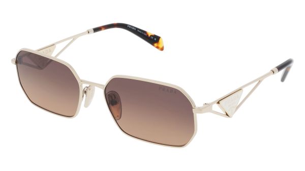 Sunglasses PRADA PR A51S ZVN50C 58/17 Man Doré pâle rectangle